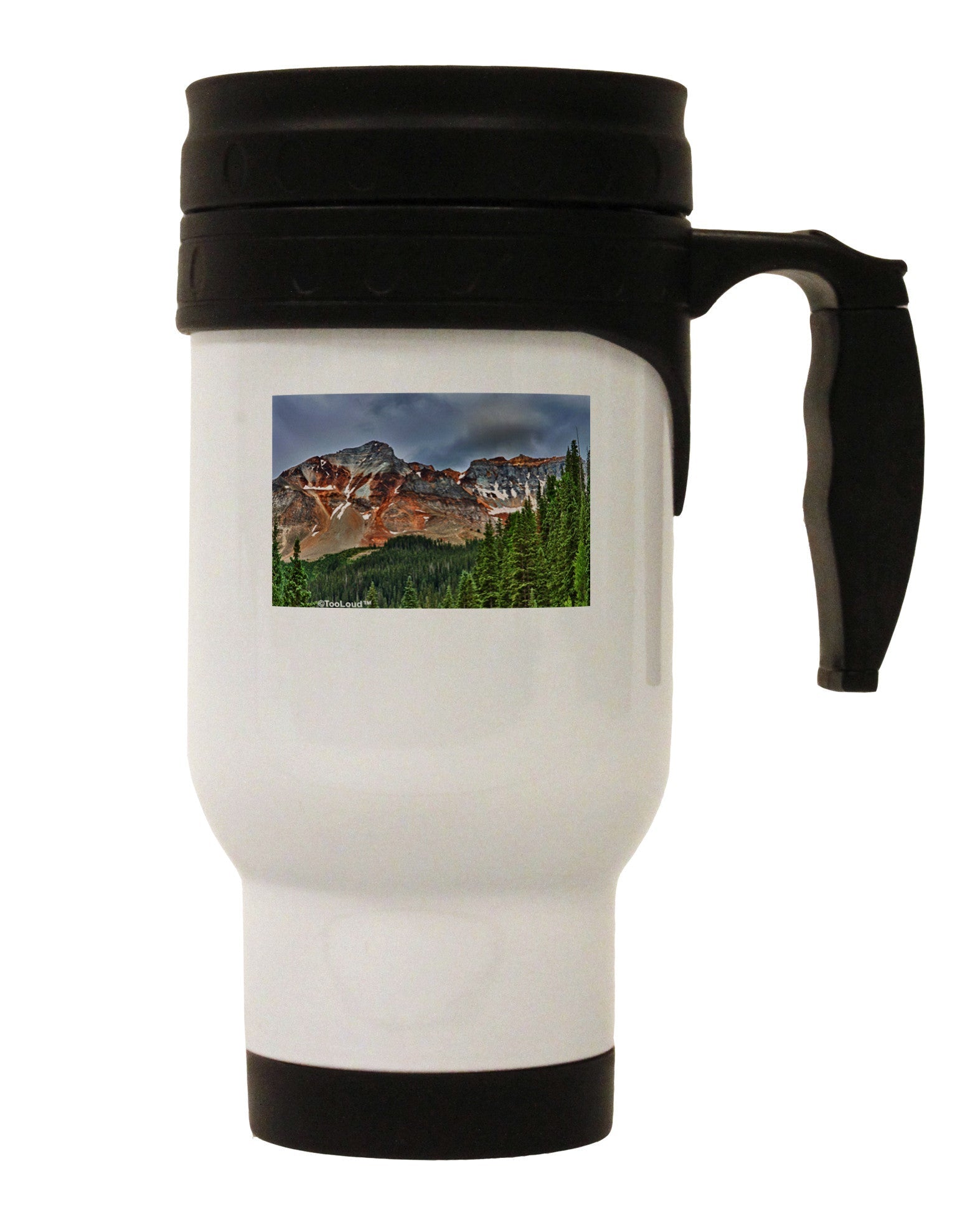 Colorado Mountains Forrest Stainless Steel 14oz Travel Mug-Travel Mugs-TooLoud-White-Davson Sales