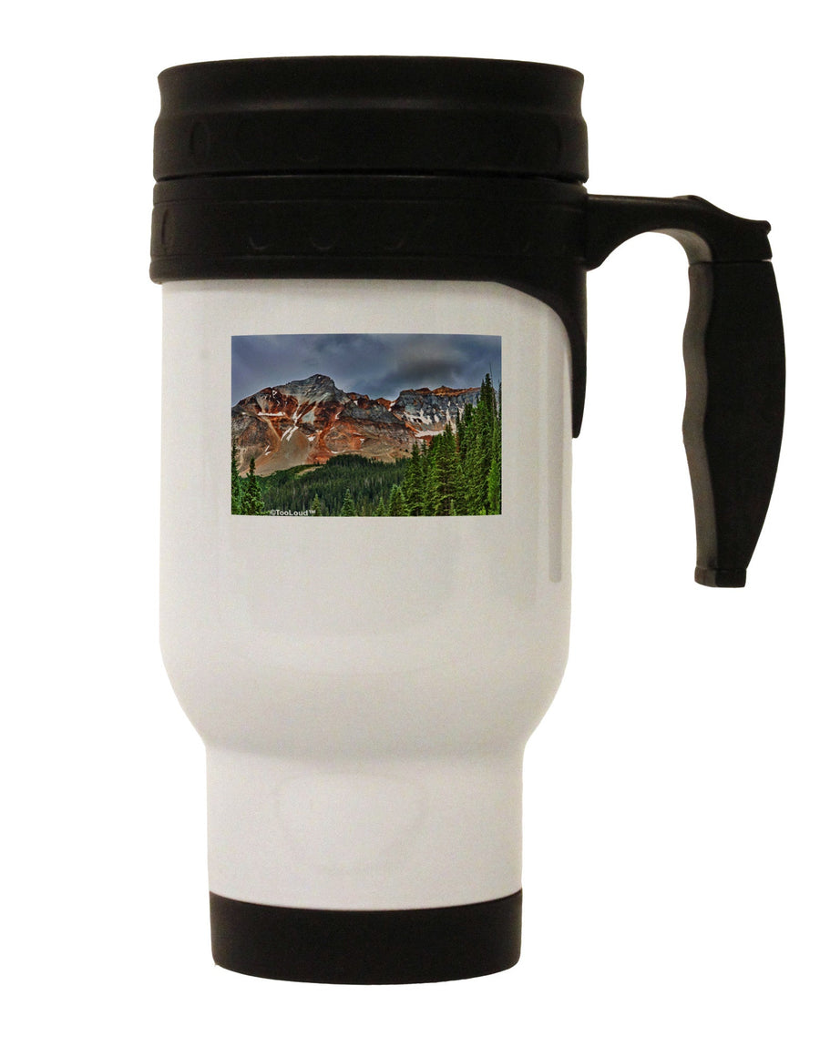 Colorado Mountains Forrest Stainless Steel 14oz Travel Mug-Travel Mugs-TooLoud-White-Davson Sales