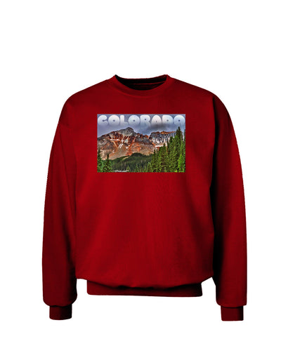 Colorado Mountains Forrest Text Adult Dark Sweatshirt-Sweatshirts-TooLoud-Deep-Red-Small-Davson Sales