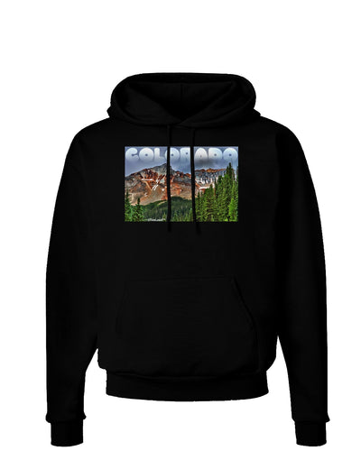 Colorado Mountains Forrest Text Dark Hoodie Sweatshirt-Hoodie-TooLoud-Black-Small-Davson Sales