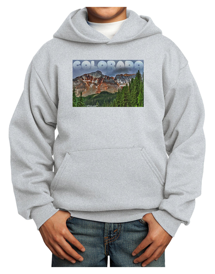 Colorado Mountains Forrest Text Youth Hoodie Pullover Sweatshirt-Youth Hoodie-TooLoud-White-XS-Davson Sales