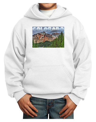 Colorado Mountains Forrest Text Youth Hoodie Pullover Sweatshirt-Youth Hoodie-TooLoud-White-XS-Davson Sales