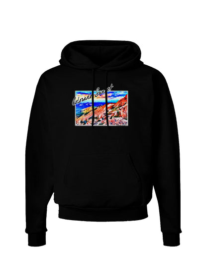 Colorado Mtn Sunset Bold WaterColor Dark Hoodie Sweatshirt-Hoodie-TooLoud-Black-Small-Davson Sales