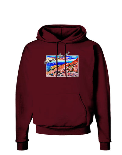 Colorado Mtn Sunset Bold WaterColor Dark Hoodie Sweatshirt-Hoodie-TooLoud-Maroon-Small-Davson Sales