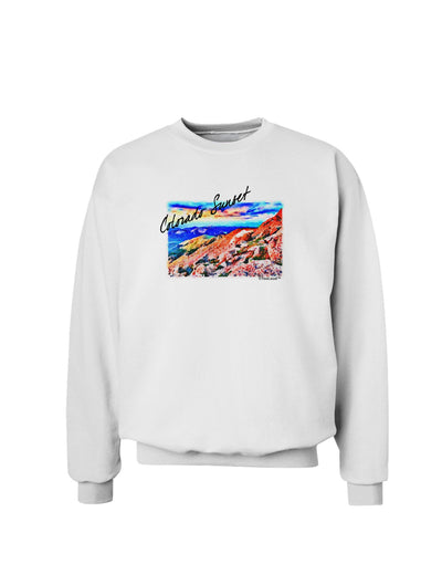 Colorado Mtn Sunset Bold WaterColor Sweatshirt-Sweatshirts-TooLoud-White-Small-Davson Sales