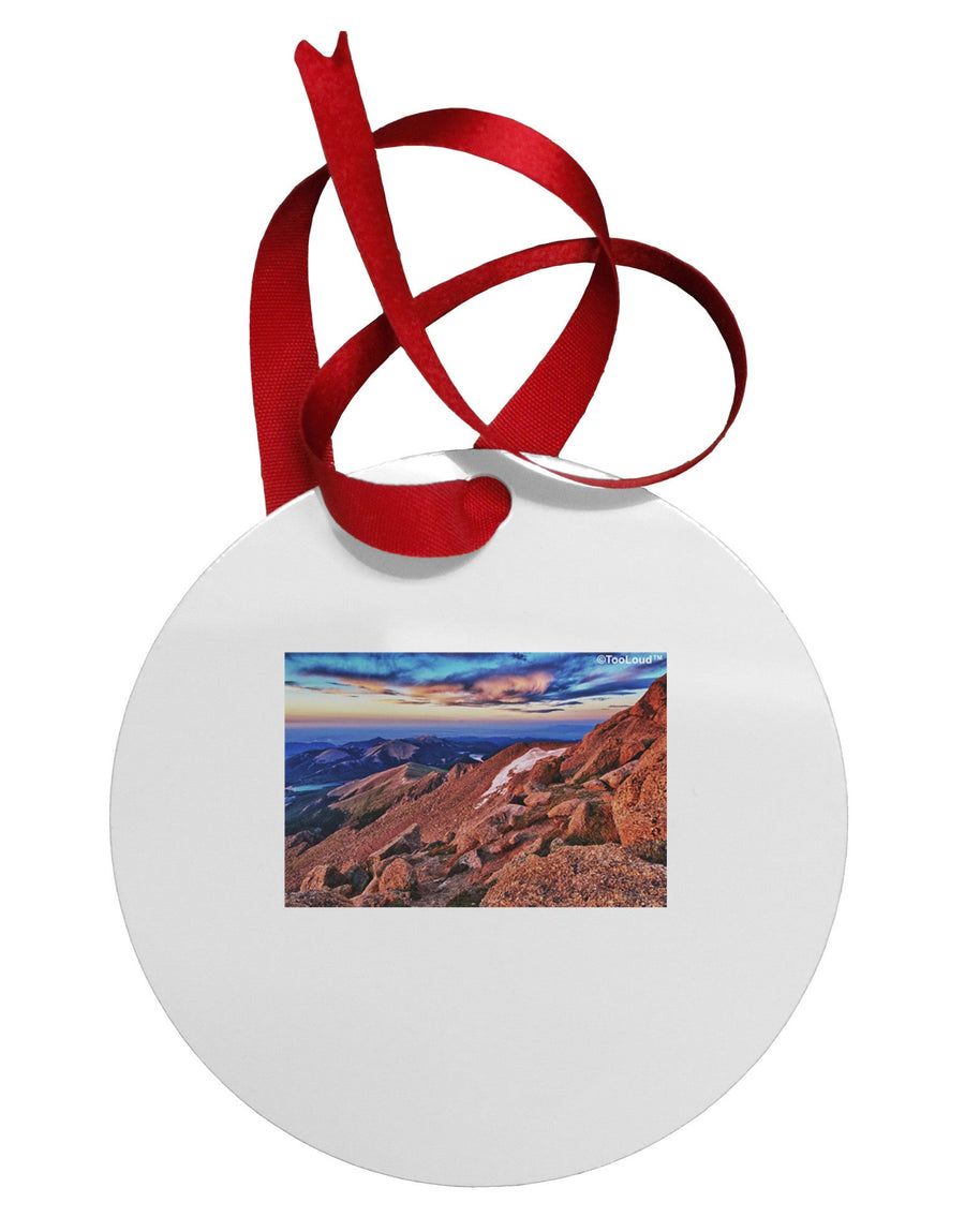 Colorado Mtn Sunset Circular Metal Ornament-Ornament-TooLoud-White-Davson Sales