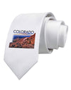 Colorado Mtn Sunset Cutout Printed White Necktie