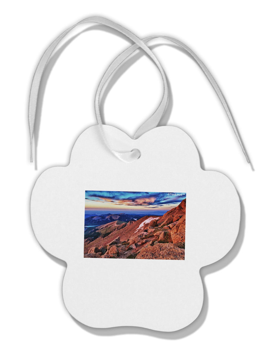 Colorado Mtn Sunset Paw Print Shaped Ornament-Ornament-TooLoud-White-Davson Sales