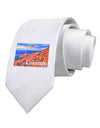 Colorado Mtn Sunset Soaked WaterColor Printed White Necktie