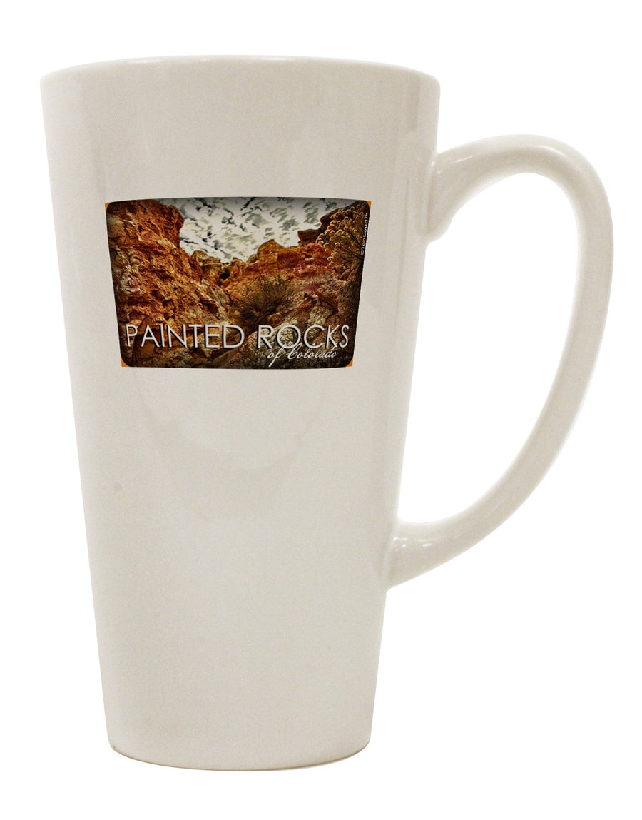 Colorado Painted Rocks Text 16 oz Conical Latte Coffee Mug - Expertly Crafted Drinkware-Conical Latte Mug-TooLoud-White-Davson Sales