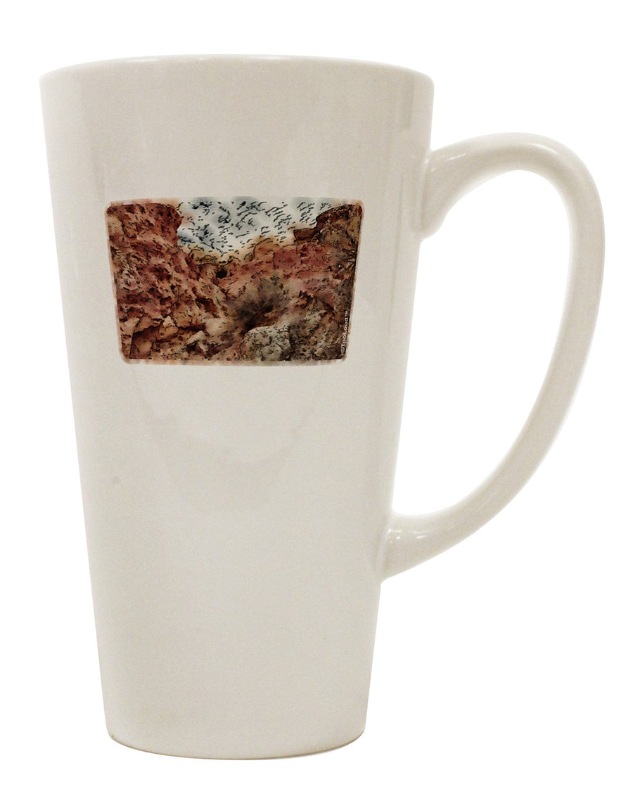 Colorado Painted Rocks Watercolor 16 oz Conical Latte Coffee Mug - Expertly Crafted Drinkware-Conical Latte Mug-TooLoud-White-Davson Sales