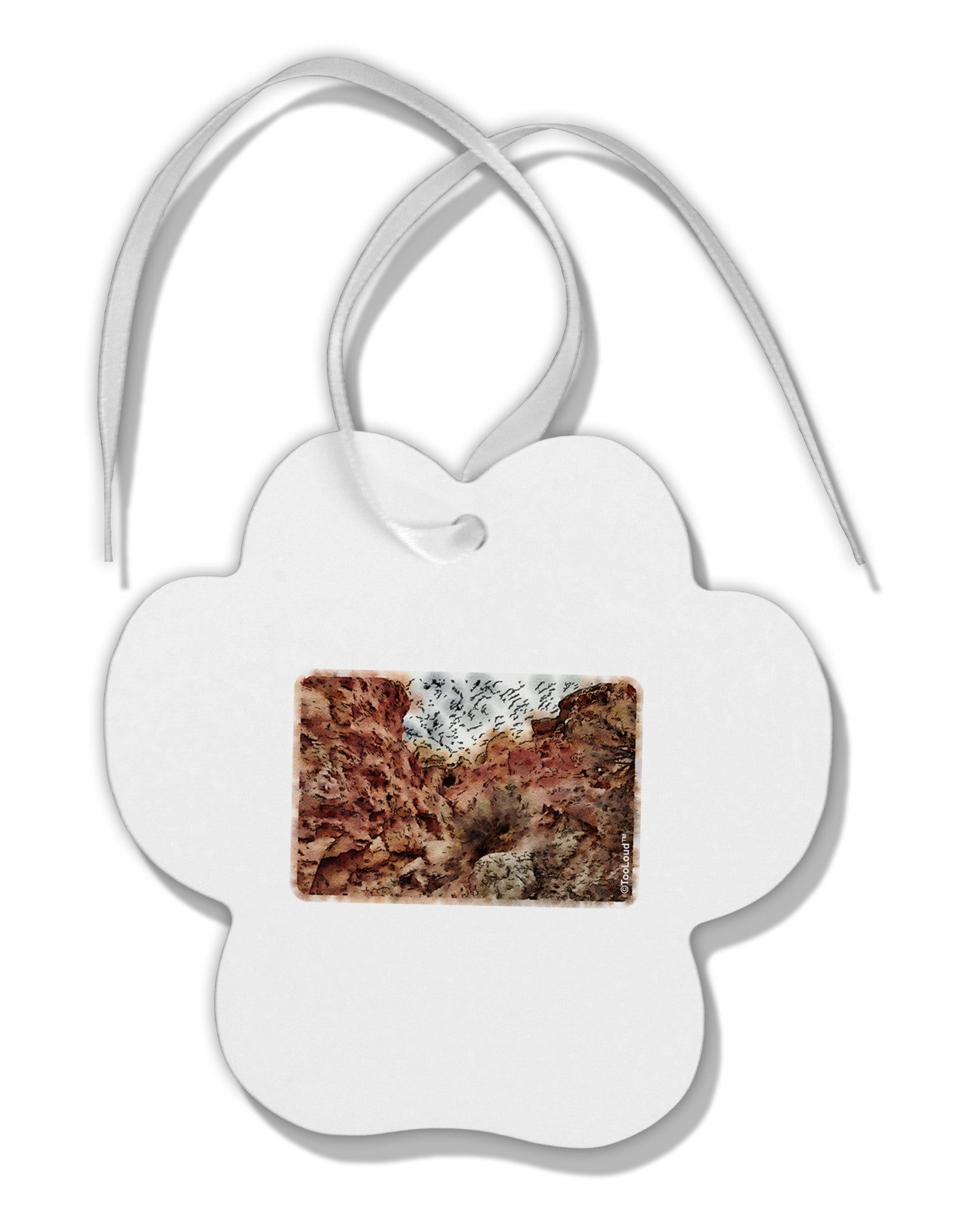 Colorado Painted Rocks Watercolor Paw Print Shaped Ornament-Ornament-TooLoud-White-Davson Sales