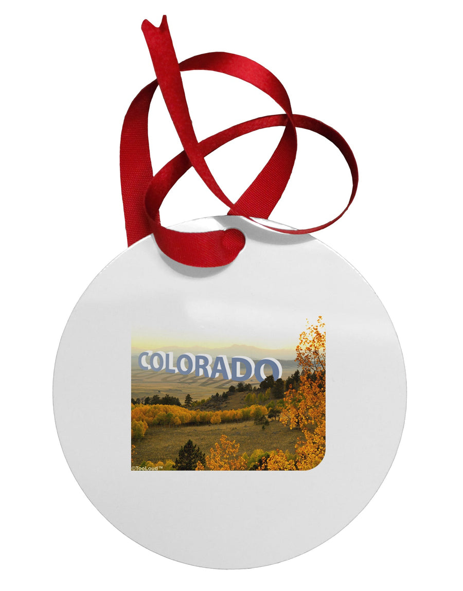 Colorado Postcard Gentle Sunrise Circular Metal Ornament by TooLoud-Ornament-TooLoud-White-Davson Sales