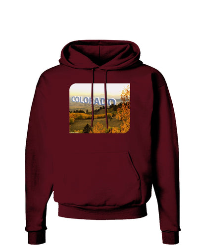 Colorado Postcard Gentle Sunrise Dark Hoodie Sweatshirt by-Hoodie-TooLoud-Maroon-Small-Davson Sales