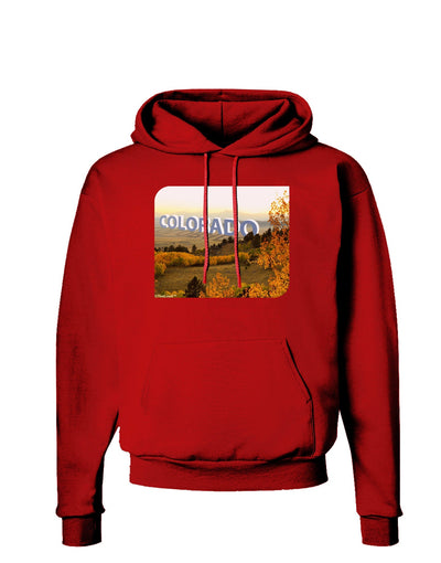 Colorado Postcard Gentle Sunrise Dark Hoodie Sweatshirt by-Hoodie-TooLoud-Red-Small-Davson Sales