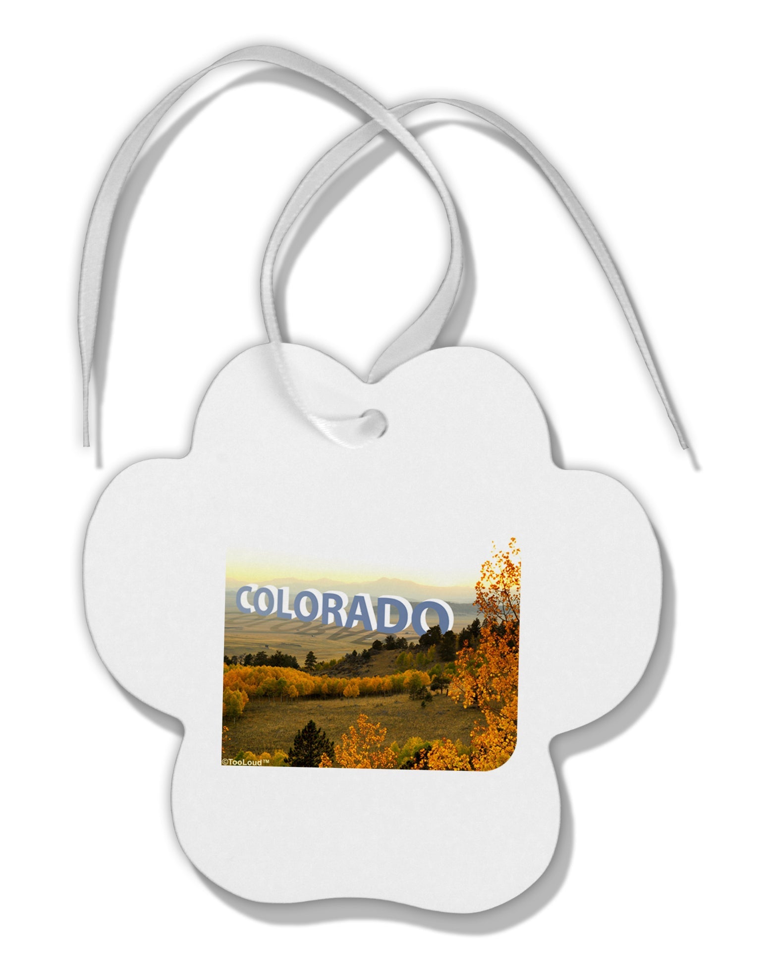 Colorado Postcard Gentle Sunrise Paw Print Shaped Ornament by TooLoud-TooLoud-White-Davson Sales