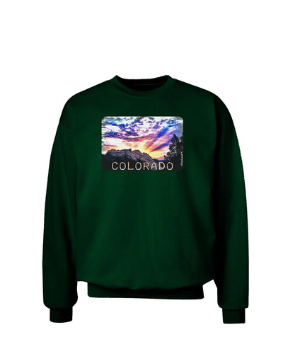 Colorado Rainbow Sunset Text Adult Dark Sweatshirt-Sweatshirts-TooLoud-Deep-Forest-Green-Small-Davson Sales