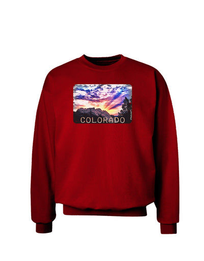 Colorado Rainbow Sunset Text Adult Dark Sweatshirt-Sweatshirts-TooLoud-Deep-Red-Small-Davson Sales