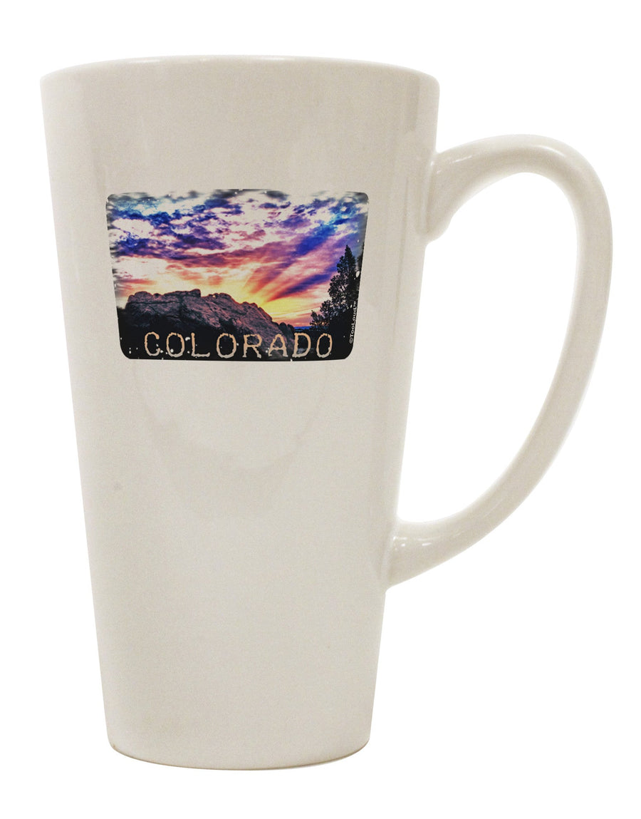 Colorado Rainbow Sunset Text Conical Latte Coffee Mug - Expertly Crafted Drinkware-Conical Latte Mug-TooLoud-White-Davson Sales