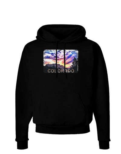 Colorado Rainbow Sunset Text Dark Hoodie Sweatshirt-Hoodie-TooLoud-Black-Small-Davson Sales