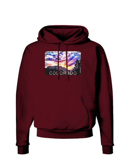 Colorado Rainbow Sunset Text Dark Hoodie Sweatshirt-Hoodie-TooLoud-Maroon-Small-Davson Sales