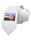 Colorado Rainbow Sunset Text Printed White Necktie