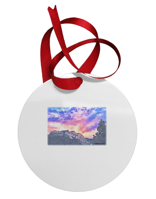 Colorado Rainbow Sunset Watercolor Circular Metal Ornament-Ornament-TooLoud-White-Davson Sales