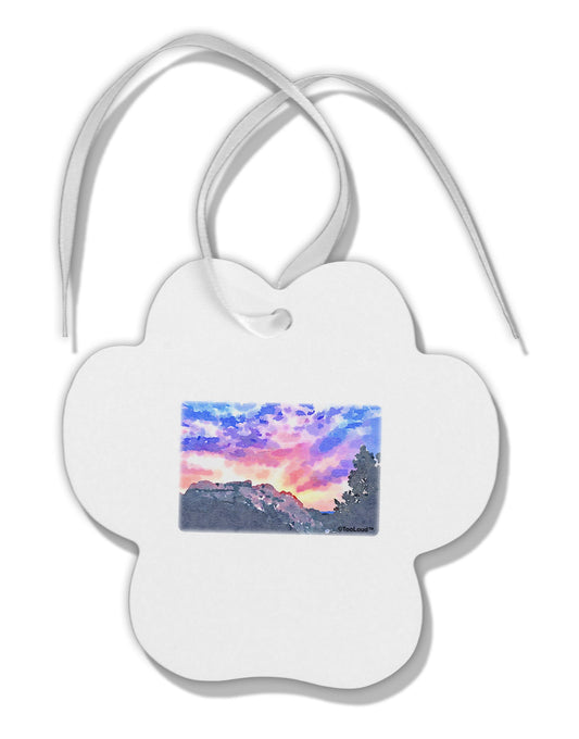 Colorado Rainbow Sunset Watercolor Paw Print Shaped Ornament-Ornament-TooLoud-White-Davson Sales