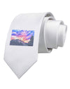 Colorado Rainbow Sunset Watercolor Printed White Necktie