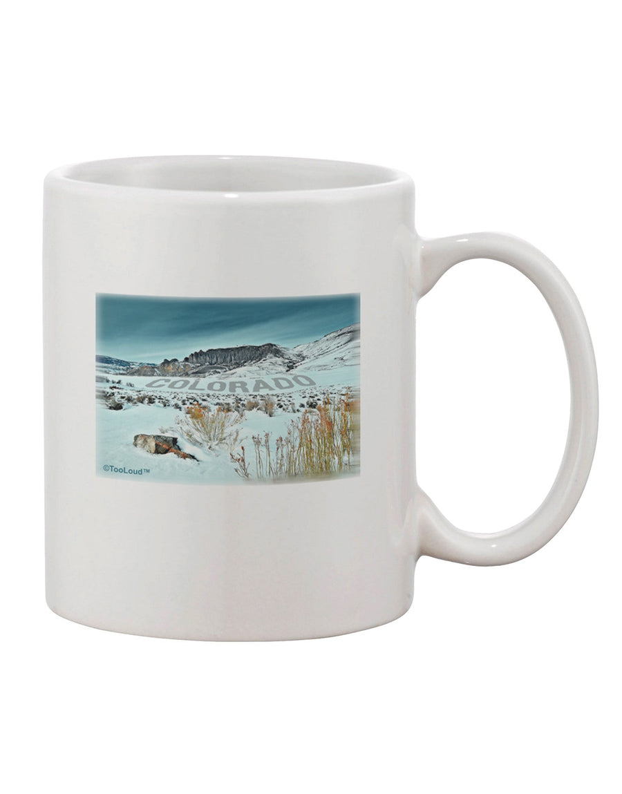 Colorado Snow Scene Text Printed 11 oz Coffee Mug - Expertly Crafted Drinkware-11 OZ Coffee Mug-TooLoud-White-Davson Sales