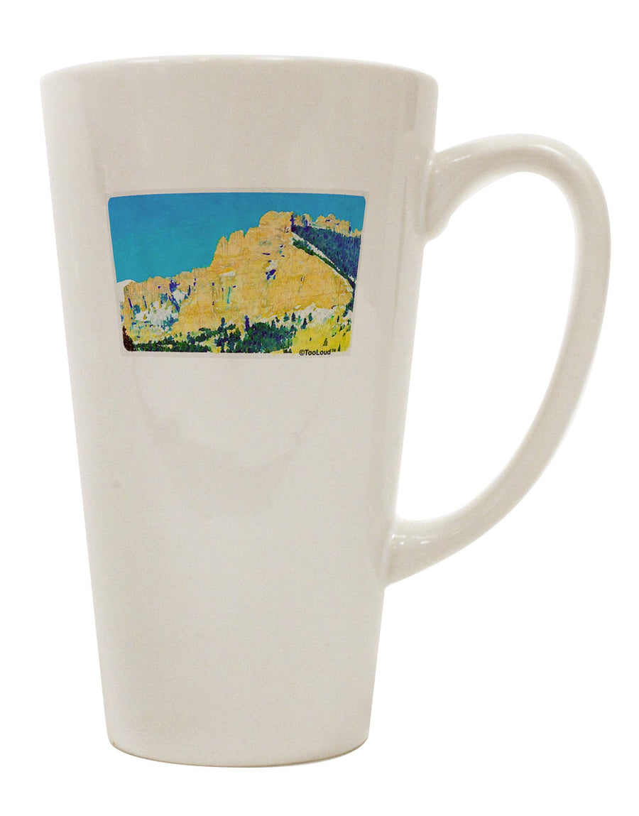 Colorado Snowy Mountain Watercolor 16 oz Conical Latte Coffee Mug - Expertly Crafted Drinkware-Conical Latte Mug-TooLoud-White-Davson Sales