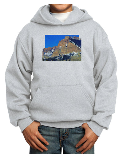 Colorado Snowy Mountains Cutout Youth Hoodie Pullover Sweatshirt-Youth Hoodie-TooLoud-Ash-XS-Davson Sales