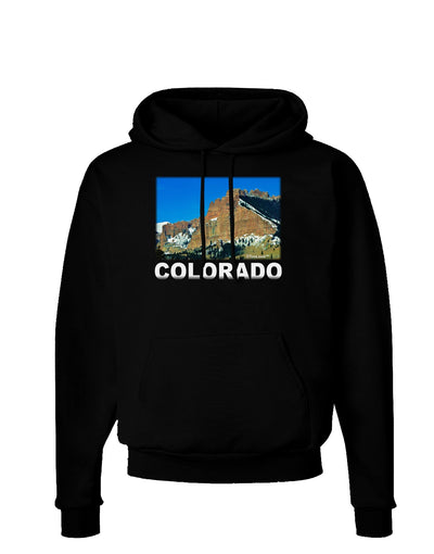 Colorado Snowy Mountains Text Dark Hoodie Sweatshirt-Hoodie-TooLoud-Black-Small-Davson Sales