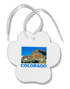 Colorado Snowy Mountains Text Paw Print Shaped Ornament-Ornament-TooLoud-White-Davson Sales