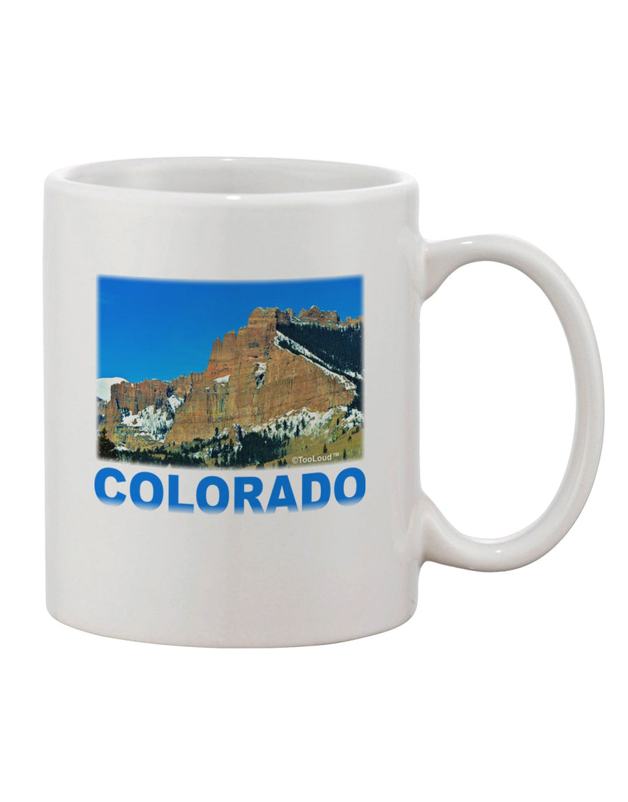 Colorado Snowy Mountains Text Printed 11 oz Coffee Mug - Exquisite Drinkware Expertise-11 OZ Coffee Mug-TooLoud-White-Davson Sales