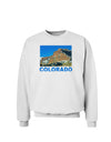 Colorado Snowy Mountains Text Sweatshirt-Sweatshirts-TooLoud-White-Small-Davson Sales