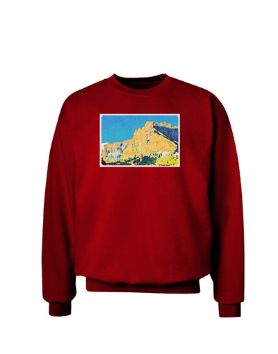 Colorado Snowy Mtns WaterColor Adult Dark Sweatshirt-Sweatshirts-TooLoud-Deep-Red-Small-Davson Sales