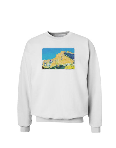 Colorado Snowy Mtns WaterColor Sweatshirt-Sweatshirts-TooLoud-White-Small-Davson Sales