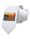 Colorado Sunset Watercolor Printed White Necktie