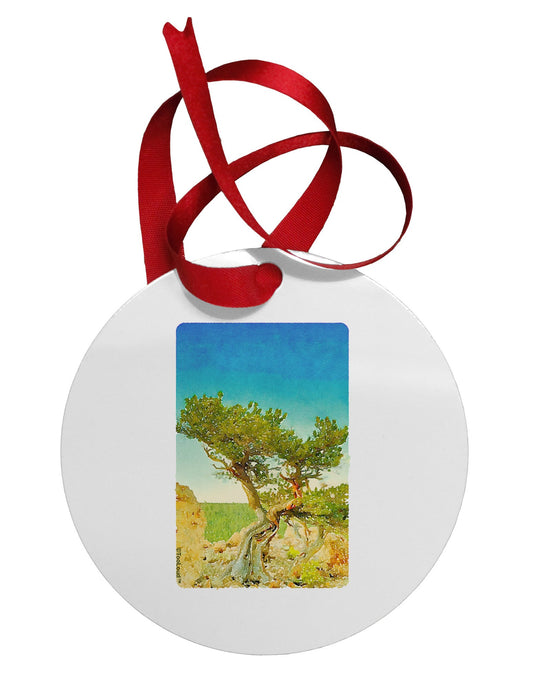 Colorado Tree Watercolor Circular Metal Ornament-Ornament-TooLoud-White-Davson Sales