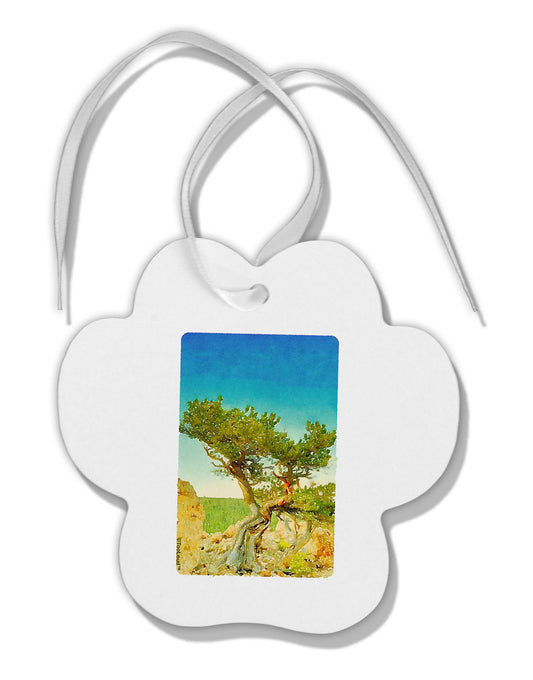 Colorado Tree Watercolor Paw Print Shaped Ornament-Ornament-TooLoud-White-Davson Sales
