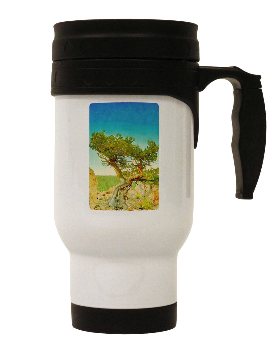 Colorado Tree Watercolor Stainless Steel 14oz Travel Mug-Travel Mugs-TooLoud-White-Davson Sales