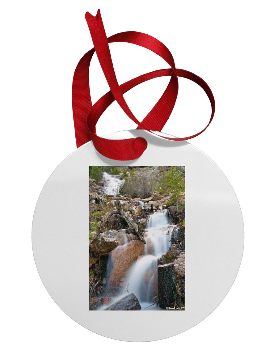 Colorado Waterfall Scene Circular Metal Ornament-Ornament-TooLoud-White-Davson Sales