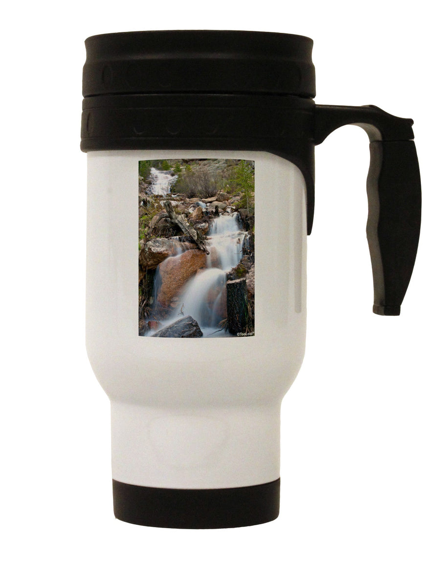 Colorado Waterfall Scene Stainless Steel 14oz Travel Mug-Travel Mugs-TooLoud-White-Davson Sales