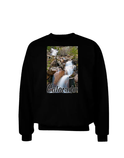 Colorado Waterfall Scene Text Adult Dark Sweatshirt-Sweatshirts-TooLoud-Black-Small-Davson Sales