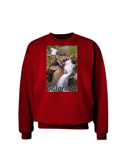 Colorado Waterfall Scene Text Adult Dark Sweatshirt-Sweatshirts-TooLoud-Deep-Red-Small-Davson Sales