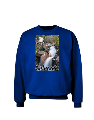 Colorado Waterfall Scene Text Adult Dark Sweatshirt-Sweatshirts-TooLoud-Deep-Royal-Blue-Small-Davson Sales