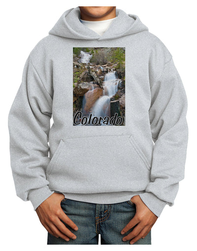 Colorado Waterfall Scene Text Youth Hoodie Pullover Sweatshirt-Youth Hoodie-TooLoud-Ash-XS-Davson Sales