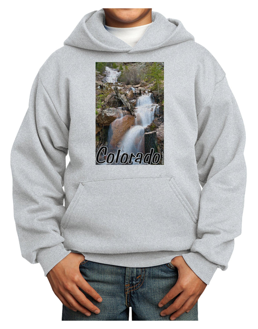 Colorado Waterfall Scene Text Youth Hoodie Pullover Sweatshirt-Youth Hoodie-TooLoud-White-XS-Davson Sales