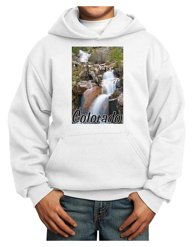 Colorado Waterfall Scene Text Youth Hoodie Pullover Sweatshirt-Youth Hoodie-TooLoud-White-XS-Davson Sales